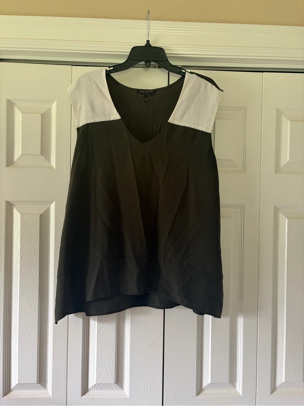 Banana Republic Black Top with White Shoulder Panels